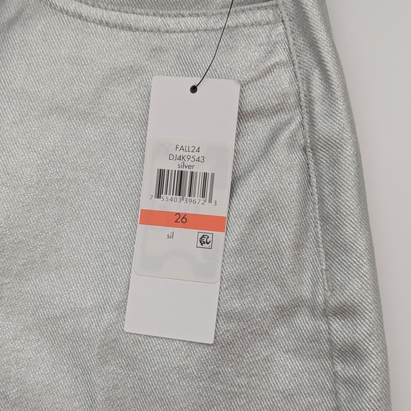 NWT DKNY Women's (Size 26) Silver Metallic-Foiled High-Rise Mini Skirt - Picture 8 of 16